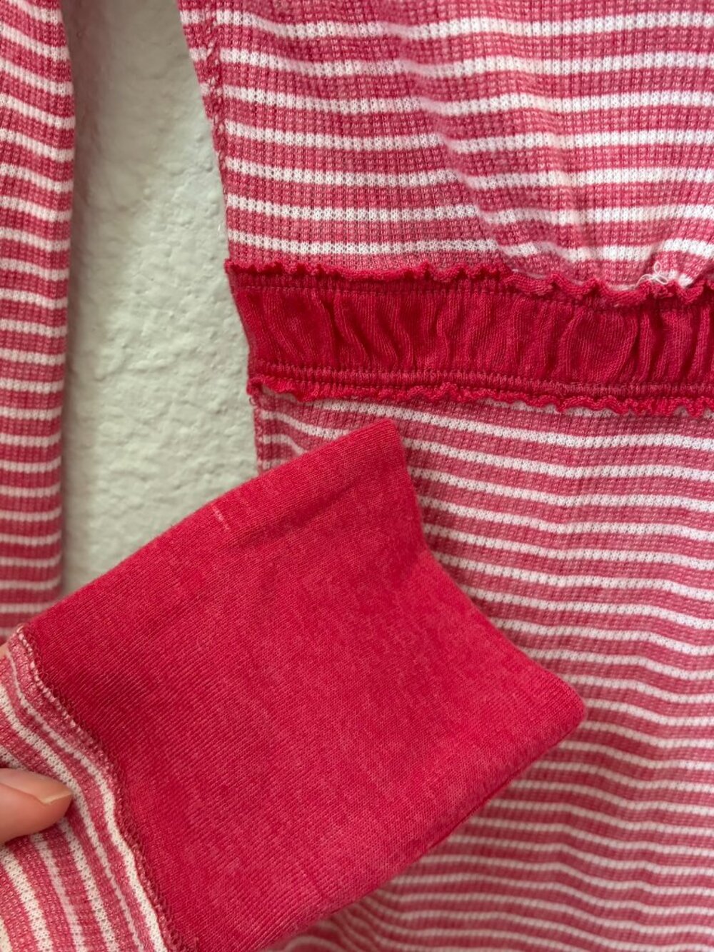 Hollister size medium pink and white striped long sleeve babydoll top y2k - Picture 6 of 11